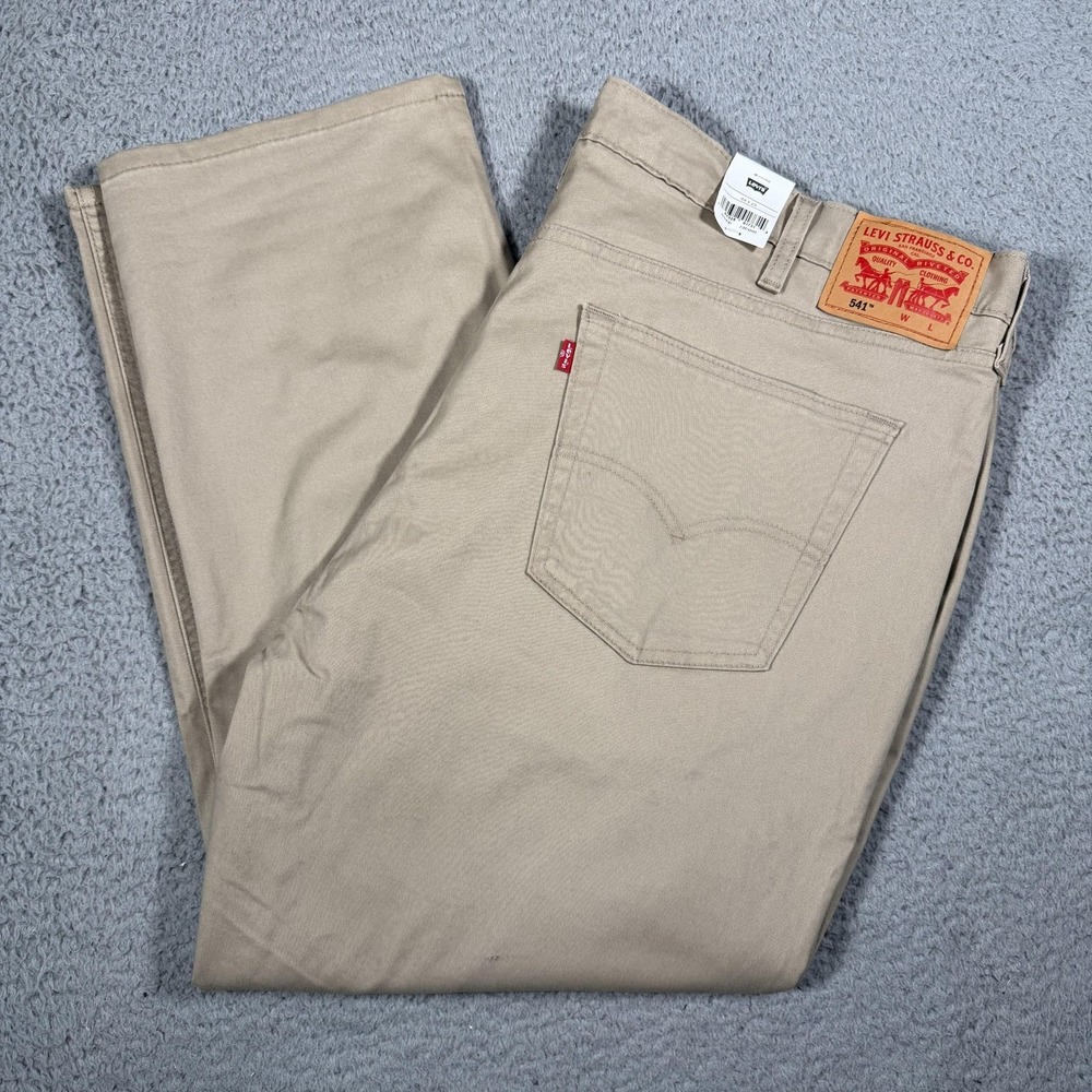 Levi's 541 Athletic Taper Jeans Mens 44x29 Beige Stretch Denim Big & Tall